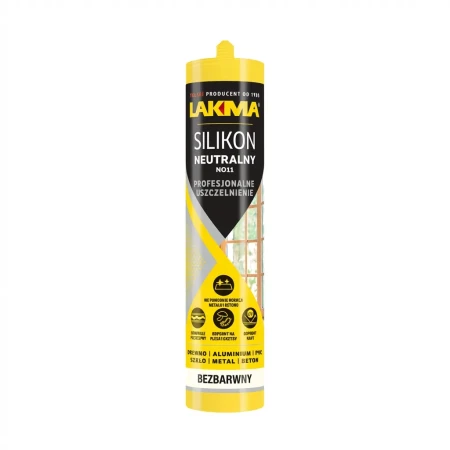 Silikon LAKMA No11 neutralny 280 ml kartusz silikonu do uszczelniania okien, drzwi i innych powierzchni