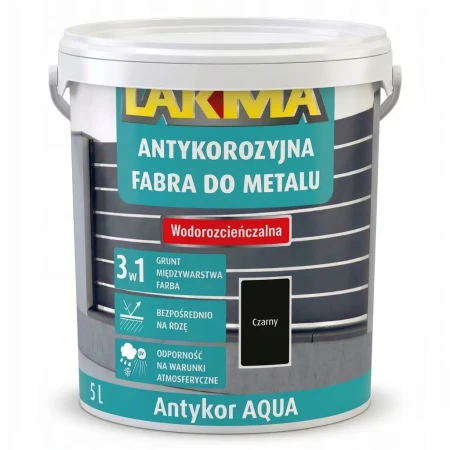Farba antykorozyjna LAKMA ANTIKOR AQUA 5 L – preparat do ochrony metalu przed korozją i rdzą
