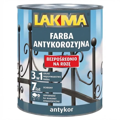 Przejdź do produktu ANTYKOR 0,75L Farba Antykorozyjna 3w1 LAKMA