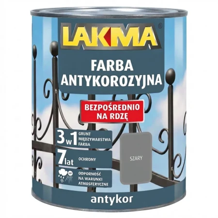 ANTYKOR 0,75L Farba Antykorozyjna 3w1 LAKMA