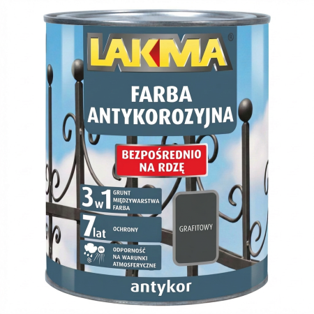ANTYKOR 0,75L Farba Antykorozyjna 3w1 LAKMA