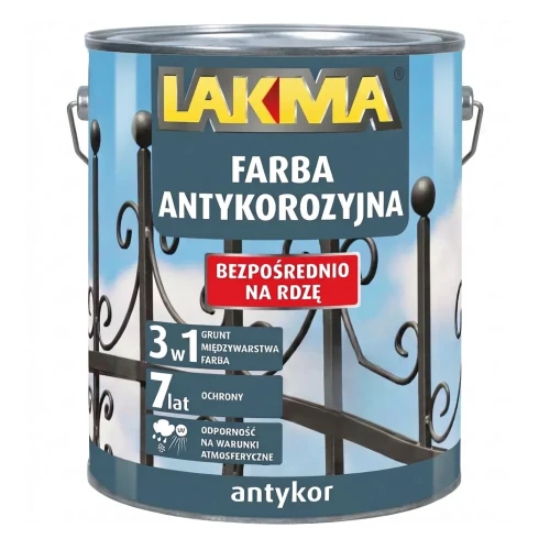 Przejdź do produktu ANTYKOR 5L Farba Antykorozyjna 3w1 LAKMA