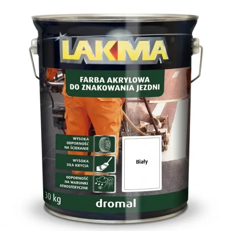 Farba drogowa DROMAL LAKMA - akrylowa farba do poziomego znakowania jezdni, parkingów i placów