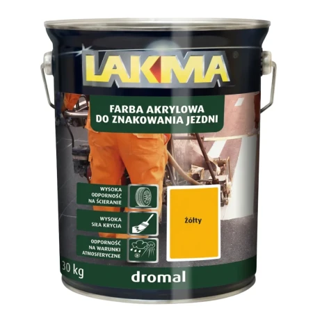 Farba drogowa DROMAL LAKMA - akrylowa farba do poziomego znakowania jezdni, parkingów i placów