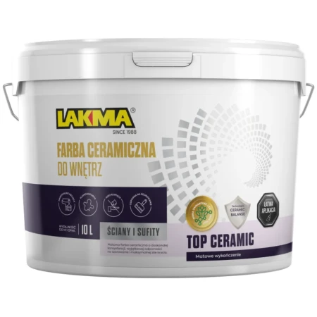 Farba Wewnętrzna 10L Ceramiczna BIAŁA GŁĘBOKO MATOWA TOP CERAMIC LAKMA