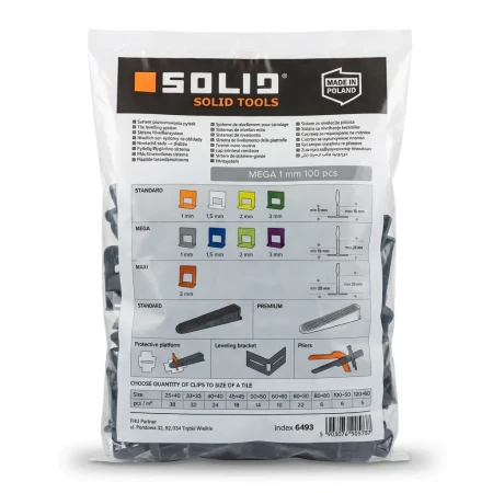 KLIPS WYSOKI MEGA 100 sztuk do Grubych Płytek SOLID 1MM