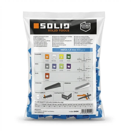 KLIPS WYSOKI MEGA 100 sztuk do Grubych Płytek SOLID 1,5MM