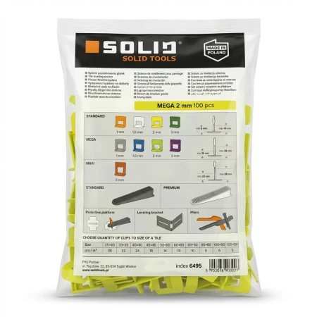 KLIPS WYSOKI MEGA 100 sztuk do Grubych Płytek SOLID 2MM