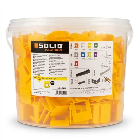 KLIPSY 440 sztuk do Poziomowania Płytek Wiaderko SOLID 2mm
