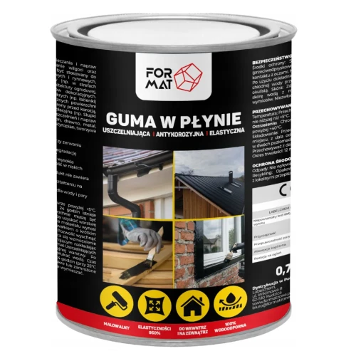 Przejdź do produktu GUMA W PŁYNIE 0,7L na Blachę Dachy Rynny Hydroizolacyjna CZARNA FORMAT