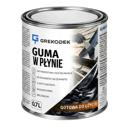 GUMA W PŁYNIE 0,7L CZARNA  Hydroizolacja na Dach Blachę Rynny Uszczelniacz GREKODEK