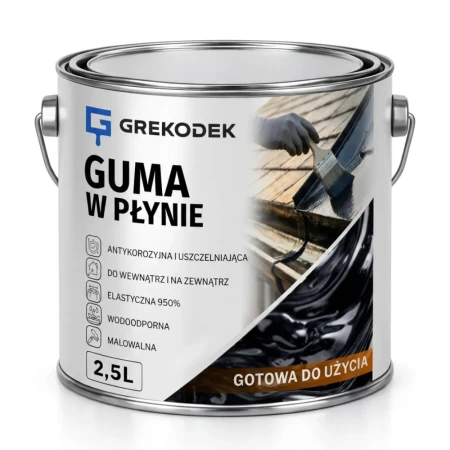 GUMA W PŁYNIE 2,5L CZARNA  Hydroizolacja na Dach Blachę Rynny Uszczelniacz GREKODEK