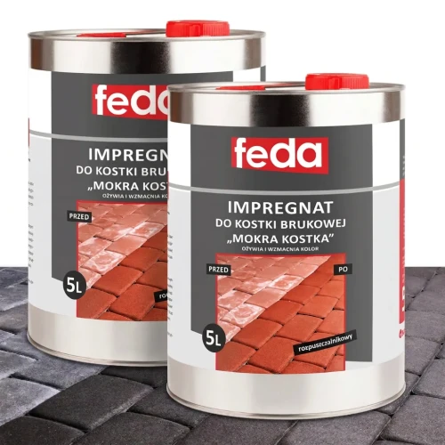 Przejdź do produktu ZESTAW 2 sztuki Impregnat do Kostki "MOKRA KOSTKA" (rozpuszczalnikowy) 2x5L FEDA