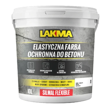 Elastyczna Farba do Betonu 10L BIAŁA SILMAL FLEXIBLE baza P1 LAKMA