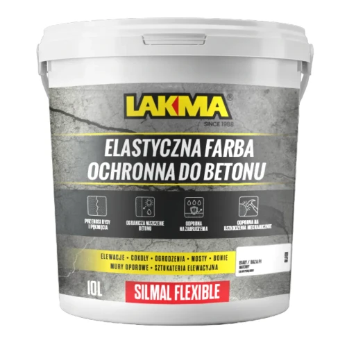 Przejdź do produktu Elastyczna Farba do Betonu 10L BIAŁA SILMAL FLEXIBLE baza P1 LAKMA