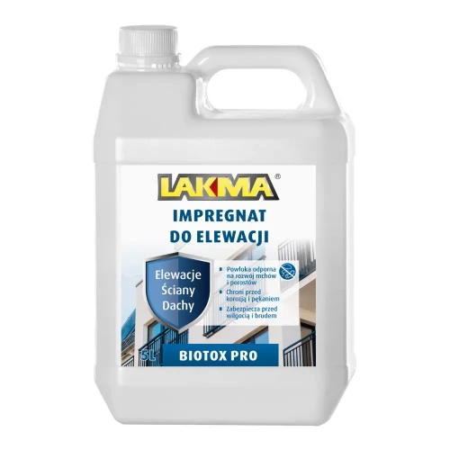 Przejdź do produktu Impregnat do Elewacji BIOTOX PRO BEZBARWNY 5L LAKMA