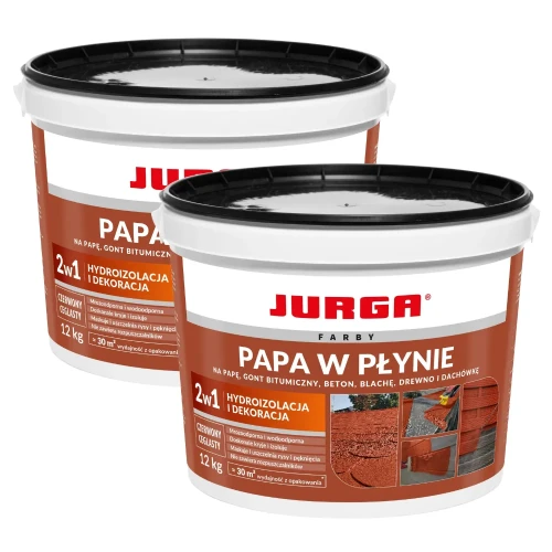 Przejdź do produktu ZESTAW 2 sztuki PAPA W PŁYNIE CZERWONY CEGLASTY 12KG Guma na Dach JURGA