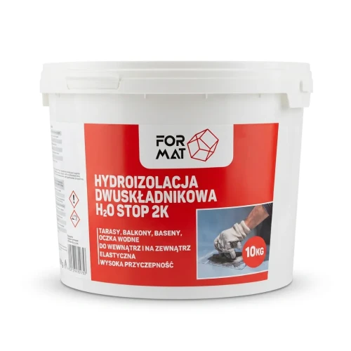 Przejdź do produktu HYDROIZOLACJA DWUSKŁADNIKOWA Szlam SZARY H2O STOP 2K 10KG FORMATZONE
