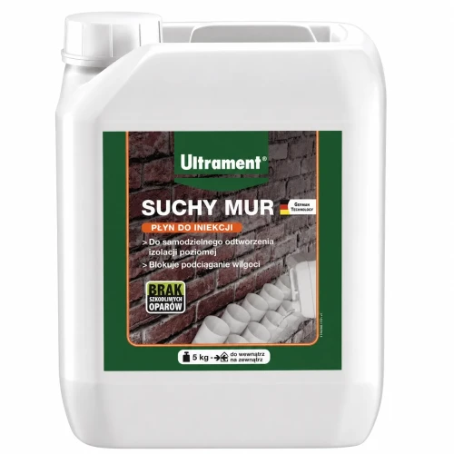 Przejdź do produktu SUCHY MUR 5 KG Płyn do Iniekcji Osuszania Muru Środek Przeciw  Wilgoci ULTRAMENT