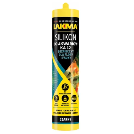 Silikon KA12 do Szkła Akwariów Bezpieczny Wodoodporny CZARNY 280ml LAKMA