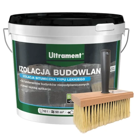 IZOLACJA BUDOWLANA 10L Masa Bitumiczna do Izolacji Fundamentów +GRATIS PĘDZEL ULTRAMENT