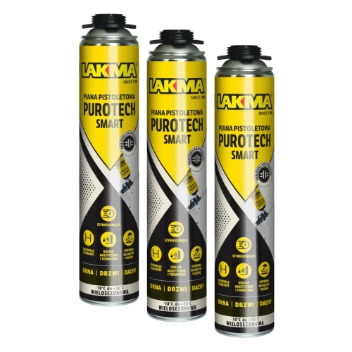 Przejdź do produktu ZESTAW 3 SZTUKI PIANA PISTOLETOWA Montażowa PUROTECH SMART 750ml LAKMA
