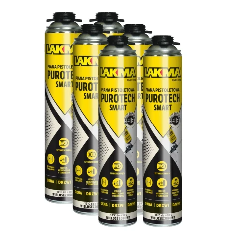 Przejdź do produktu ZESTAW 6 SZTUK PIANA PISTOLETOWA Montażowa PUROTECH SMART 750ml LAKMA