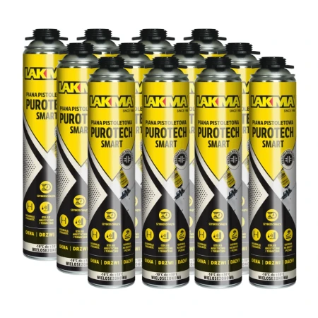 ZESTAW 12 SZTUK PIANA PISTOLETOWA PUROTECH SMART 750 ml LAKMA