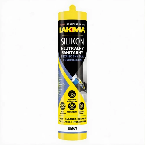 Przejdź do produktu Silikon Neutralny Sanitarny BIAŁY Uszczelniacz Odporny 280ml LAKMA