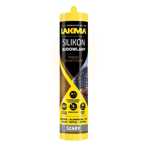 Przejdź do produktu Silikon Budowlany Neutralny Uszczelniacz Trwały SN SZARY 280ml LAKMA