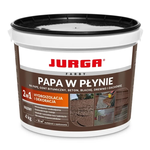 Przejdź do produktu PAPA W PŁYNIE 4kg BRĄZOWA Guma na Dach Hydroizolacja i Dekoracja JURGA