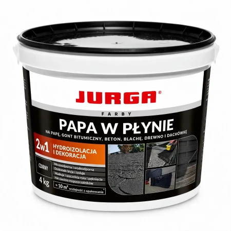PAPA W PŁYNIE 4kg CZARNA Guma na Dach Hydroizolacja i Dekoracja JURGA
