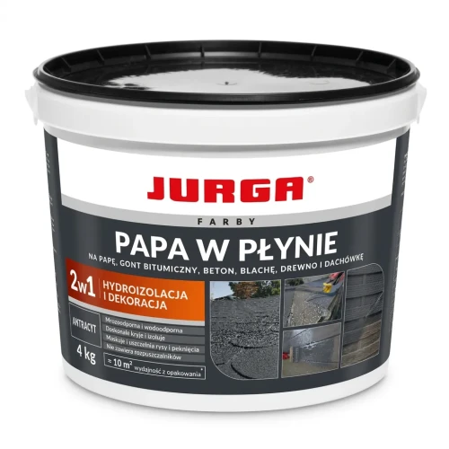Przejdź do produktu PAPA W PŁYNIE 4kg ANTRACYTOWA Guma na Dach Hydroizolacja i Dekoracja JURGA