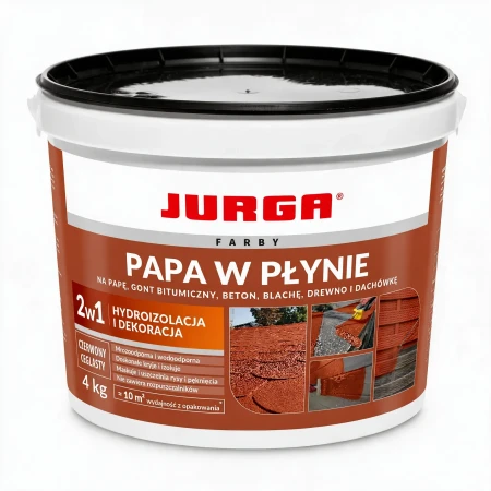 PAPA W PŁYNIE 4kg CZERWONY CEGLASTY Guma na Dach Hydroizolacja i Dekoracja JURGA