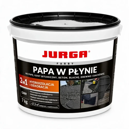 Przejdź do produktu PAPA W PŁYNIE 7kg CZARNA Guma na Dach Hydroizolacja i Dekoracja JURGA