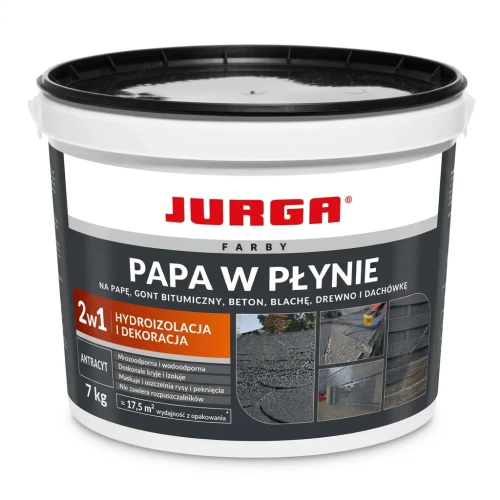 Przejdź do produktu PAPA W PŁYNIE 7kg ANTRACYTOWA Guma na Dach Hydroizolacja i Dekoracja JURGA