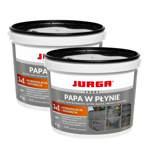 Przejdź do produktu ZESTAW 2 sztuki PAPA W PŁYNIE 4kg SZARA Guma na Dach Hydroizolacja i Dekoracja JURGA