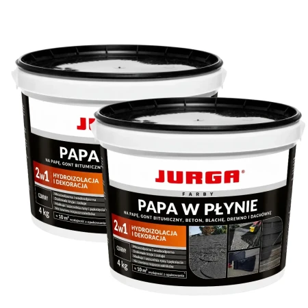 ZESTAW 2 sztuki PAPA W PŁYNIE 4kg CZARNA Guma na Dach Hydroizolacja i Dekoracja JURGA