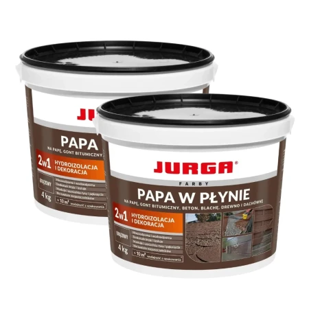 ZESTAW 2 sztuki  PAPA W PŁYNIE 4kg BRĄZOWA Guma na Dach Hydroizolacja i Dekoracja JURGA