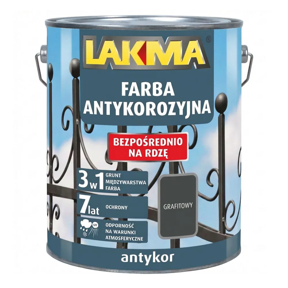 ANTYKOR 5L Farba Antykorozyjna 3w1 LAKMA