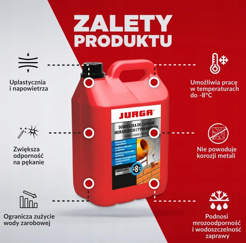 ADMIX LIQUID ZIMOWY 5L  plastyfikator do zapraw murarskich Wapno w płynie (-8) JURGA
